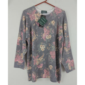 NWT Parkhurst Collectibles sz L Sweater multi color floral print ls stretch 0328